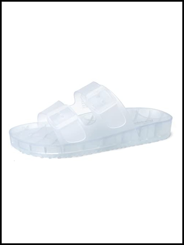 Women's Adjustable Buckle Jelly Sandals, Chunky Slip-On Platform Slides,